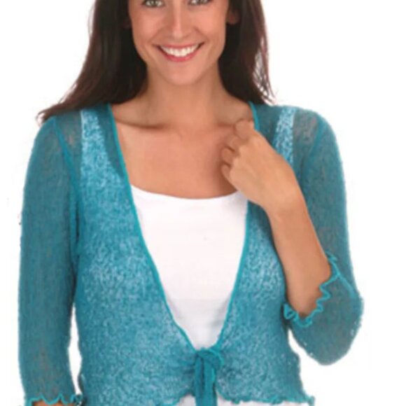 Red Rayon Knit Tie-Front Women's Shrug, O/S, by Lost River - Picture 3 of 6